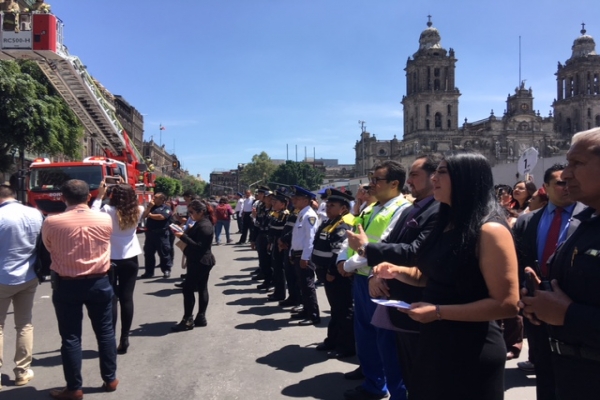 Proteccin Civil de ALDF acompaa evaluacin de daos y reconoce avances a 32 aos de los sismos de 1985